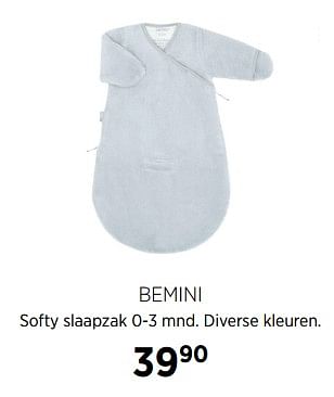 Aanbiedingen Bemini softy slaapzak 0-3 mnd - Bemini - Geldig van 02/10/2017 tot 23/10/2017 bij Babypark