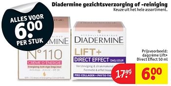 Aanbiedingen Dagcrème lift+ direct effect - Diadermine - Geldig van 03/10/2017 tot 08/10/2017 bij Kruidvat