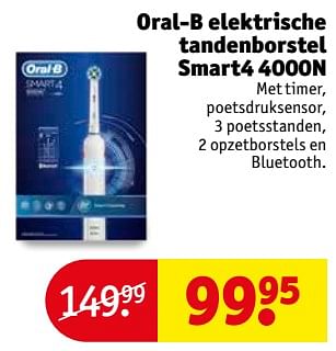 Aanbiedingen Oral-b elektrische tandenborstel smart4 4000n - Oral-B - Geldig van 03/10/2017 tot 08/10/2017 bij Kruidvat