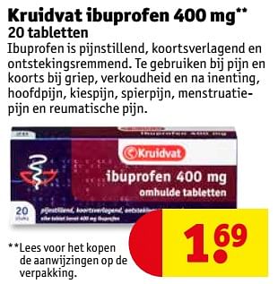 Aanbiedingen Kruidvat ibuprofen - Huismerk - Kruidvat - Geldig van 03/10/2017 tot 08/10/2017 bij Kruidvat