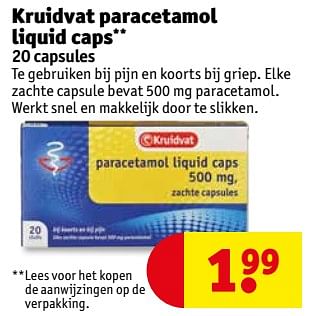 Aanbiedingen Kruidvat paracetamol liquid caps - Huismerk - Kruidvat - Geldig van 03/10/2017 tot 08/10/2017 bij Kruidvat