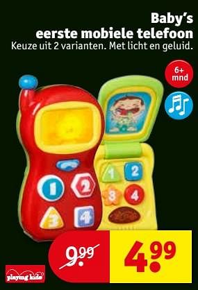 Aanbiedingen Baby`s eerste mobiele telefoon - Playing Kids - Geldig van 03/10/2017 tot 08/10/2017 bij Kruidvat