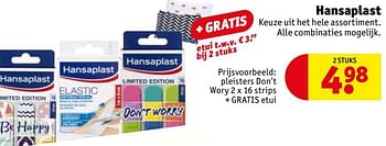 Aanbiedingen Hansaplast pleisters don`t wory strips + gratis etui - Hansaplast - Geldig van 03/10/2017 tot 08/10/2017 bij Kruidvat