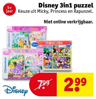 Aanbiedingen Disney 3in1 puzzel - Disney - Geldig van 03/10/2017 tot 08/10/2017 bij Kruidvat