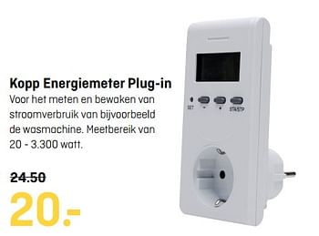 Aanbiedingen Kopp energiemeter plug-in - Kopp - Geldig van 02/10/2017 tot 15/10/2017 bij Hubo