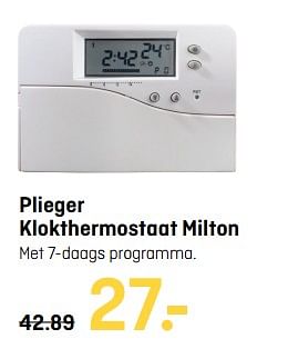 Aanbiedingen Plieger klokthermostaat milton - Plieger - Geldig van 02/10/2017 tot 15/10/2017 bij Hubo
