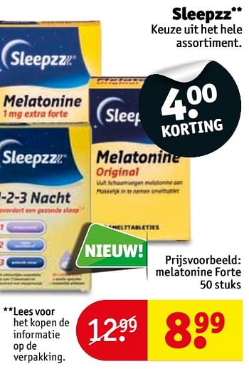 Aanbiedingen Sleepzz melatonine forte - Sleepzz - Geldig van 03/10/2017 tot 08/10/2017 bij Kruidvat