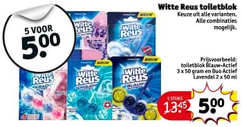 Aanbiedingen Toiletblok blauw-actief en duo actief lavendel - Witte reus - Geldig van 03/10/2017 tot 08/10/2017 bij Kruidvat