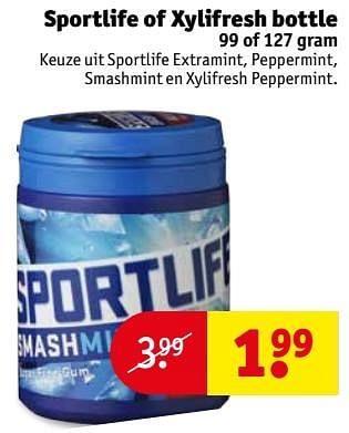 Aanbiedingen Sportlife of xylifresh bottle - Sportlife - Geldig van 03/10/2017 tot 08/10/2017 bij Kruidvat
