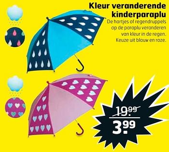 Aanbiedingen Kleur veranderende kinderparaplu - Huismerk - Trekpleister - Geldig van 03/10/2017 tot 15/10/2017 bij Trekpleister