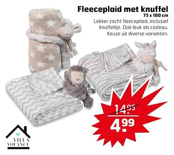 Aanbiedingen Fleeceplaid met knuffel - Huismerk - Trekpleister - Geldig van 03/10/2017 tot 15/10/2017 bij Trekpleister