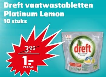 Aanbiedingen Dreft vaatwastabletten platinum lemon - Dreft - Geldig van 03/10/2017 tot 15/10/2017 bij Trekpleister