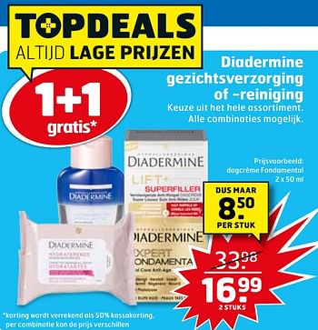 Aanbiedingen Dagcrème fondamental - Diadermine - Geldig van 03/10/2017 tot 15/10/2017 bij Trekpleister