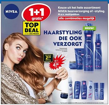 Aanbiedingen Haarspray care + hold - Nivea - Geldig van 03/10/2017 tot 15/10/2017 bij Trekpleister