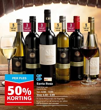 Aanbiedingen Santa rosa - Rode wijnen - Geldig van 04/10/2017 tot 31/10/2017 bij Hoogvliet