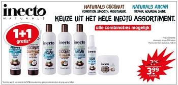 Aanbiedingen Shampoo argan en moisture cream coconut - Inecto - Geldig van 03/10/2017 tot 15/10/2017 bij Trekpleister