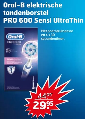 Aanbiedingen Oral-b elektrische tandenborstel pro 600 sensi ultrathin - Oral-B - Geldig van 03/10/2017 tot 15/10/2017 bij Trekpleister