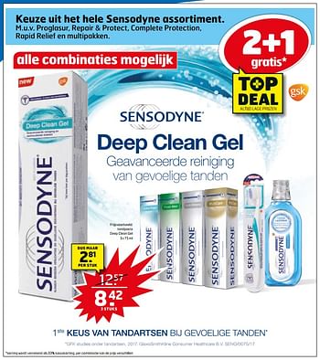 Aanbiedingen Tandpasta deep clean gel - Sensodyne - Geldig van 03/10/2017 tot 15/10/2017 bij Trekpleister