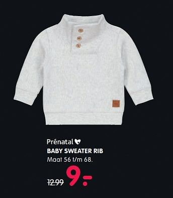 Aanbiedingen Baby sweater rib - Huismerk - Prenatal - Geldig van 03/10/2017 tot 29/10/2017 bij Prenatal