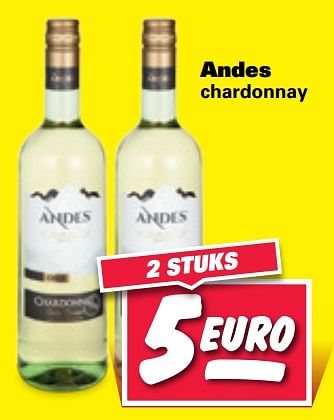 Aanbiedingen Andes chardonnay - Witte wijnen - Geldig van 03/10/2017 tot 08/10/2017 bij Nettorama