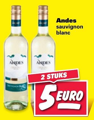 Aanbiedingen Andes sauvignon blanc - Witte wijnen - Geldig van 03/10/2017 tot 08/10/2017 bij Nettorama