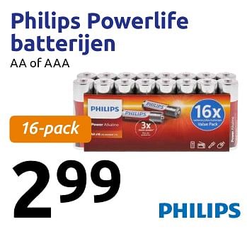 Aanbiedingen Philips powerlife batterijen - Philips - Geldig van 05/10/2017 tot 10/10/2017 bij Action