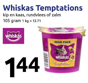 Aanbiedingen Whiskas temptations - Whiskas - Geldig van 05/10/2017 tot 10/10/2017 bij Action
