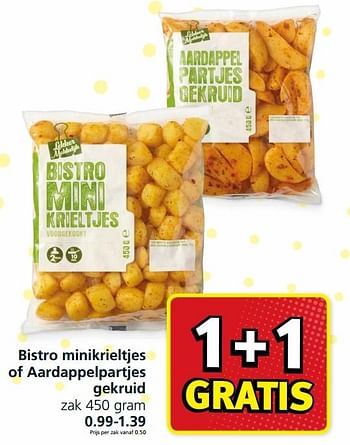 Aanbiedingen Bistro minikrieltjes of aardappelpartjes gekruid - Bistro - Geldig van 09/10/2017 tot 15/10/2017 bij Jan Linders