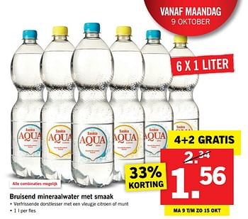 Aanbiedingen Bruisend mineraalwater met smaak - Saskia - Geldig van 09/10/2017 tot 15/10/2017 bij Lidl
