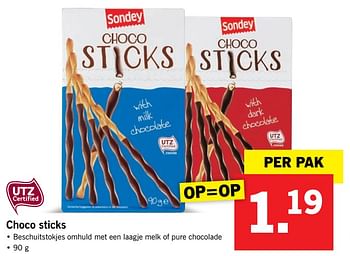 Aanbiedingen Choco sticks - Sondey - Geldig van 09/10/2017 tot 15/10/2017 bij Lidl