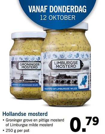 Aanbiedingen Hollandse mosterd - Huismerk - Lidl - Geldig van 09/10/2017 tot 15/10/2017 bij Lidl