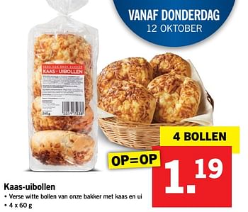 Aanbiedingen Kaas-uibollen - Huismerk - Lidl - Geldig van 09/10/2017 tot 15/10/2017 bij Lidl
