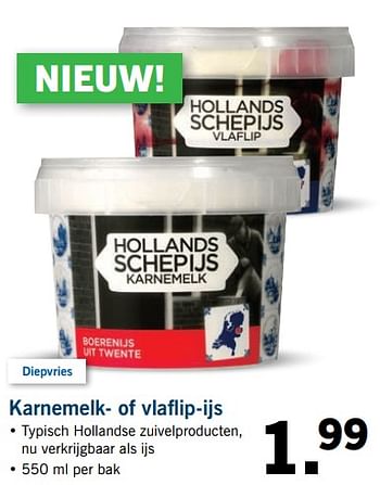 Aanbiedingen Karnemelk- of vlaflip-ijs - Huismerk - Lidl - Geldig van 09/10/2017 tot 15/10/2017 bij Lidl