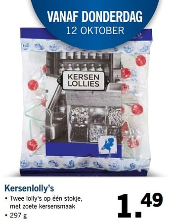 Aanbiedingen Kersenlolly`s - Huismerk - Lidl - Geldig van 09/10/2017 tot 15/10/2017 bij Lidl