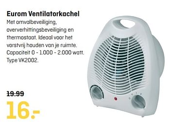 Aanbiedingen Eurom ventilatorkachel - Eurom - Geldig van 02/10/2017 tot 15/10/2017 bij Multimate