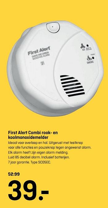 Aanbiedingen First alert combi rook- en koolmonoxidemelder - First Alert - Geldig van 02/10/2017 tot 15/10/2017 bij Multimate