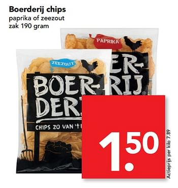 Aanbiedingen Boerderij chips paprika of zeezout - Huismerk deen supermarkt - Geldig van 08/10/2017 tot 14/10/2017 bij Deen Supermarkten