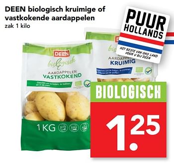 Aanbiedingen Deen biologisch kruimige of vastkokende aardappelen - Huismerk deen supermarkt - Geldig van 08/10/2017 tot 14/10/2017 bij Deen Supermarkten