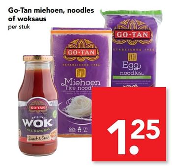Aanbiedingen Go-tan miehoen, noodles of woksaus - Go Tan - Geldig van 08/10/2017 tot 14/10/2017 bij Deen Supermarkten