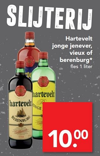 Aanbiedingen Hartevelt jonge jenever, vieux of berenburg - Hartevelt - Geldig van 08/10/2017 tot 14/10/2017 bij Deen Supermarkten