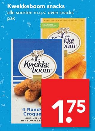 Aanbiedingen Kwekkeboom snacks - KWEKKEBOOM - Geldig van 08/10/2017 tot 14/10/2017 bij Deen Supermarkten