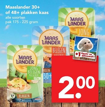 Aanbiedingen Maaslander 30+ of 48+ plakken kaas - Maaslander - Geldig van 08/10/2017 tot 14/10/2017 bij Deen Supermarkten