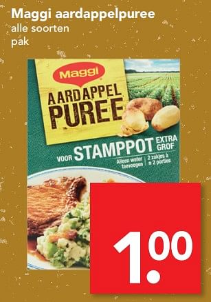 Aanbiedingen Maggi aardappelpuree - MAGGI - Geldig van 08/10/2017 tot 14/10/2017 bij Deen Supermarkten