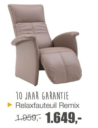 Aanbiedingen Relaxfauteuil remix - Huismerk - Goossens - Geldig van 04/10/2017 tot 15/10/2017 bij Goossens Wonen & Slapen