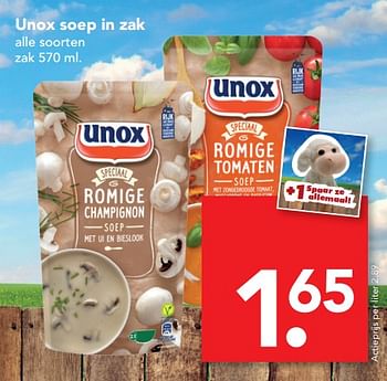 Aanbiedingen Unox soep in zak - Unox - Geldig van 08/10/2017 tot 14/10/2017 bij Deen Supermarkten