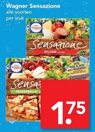 Aanbiedingen Wagner sensazione - Original Wagner - Geldig van 08/10/2017 tot 14/10/2017 bij Deen Supermarkten