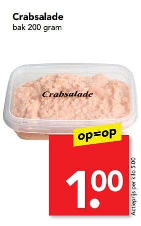 Aanbiedingen Crabsalade - Huismerk deen supermarkt - Geldig van 10/10/2017 tot 10/10/2017 bij Deen Supermarkten