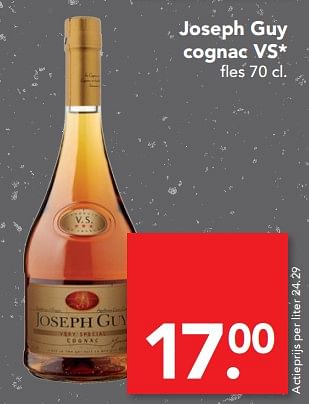 Aanbiedingen Joseph guy cognac vs - Joseph Guy - Geldig van 08/10/2017 tot 14/10/2017 bij Deen Supermarkten