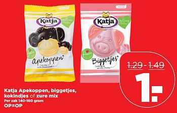 Aanbiedingen Katja apekoppen, biggetjes, kokindjes of zure mix - Katja - Geldig van 08/10/2017 tot 14/10/2017 bij Plus