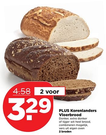 Aanbiedingen Plus korenlanders vloerbrood - Huismerk - Plus - Geldig van 08/10/2017 tot 14/10/2017 bij Plus